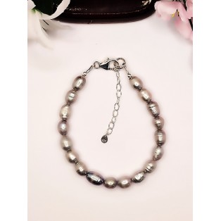 Silver Grey Freshwater Pearl Bracelet